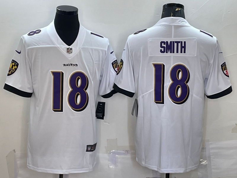 Men's Baltimore Ravens Roquan Smith #18 White Jersey